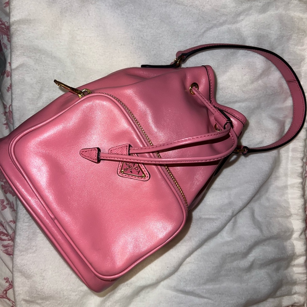 Prada Pink Leather Bucket Bag